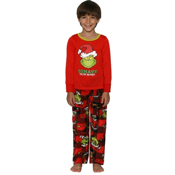 Dr. Seuss Family Pajama Grinch Costume Adult and Kid Sleepwear, Big Brother, Size: 10-12