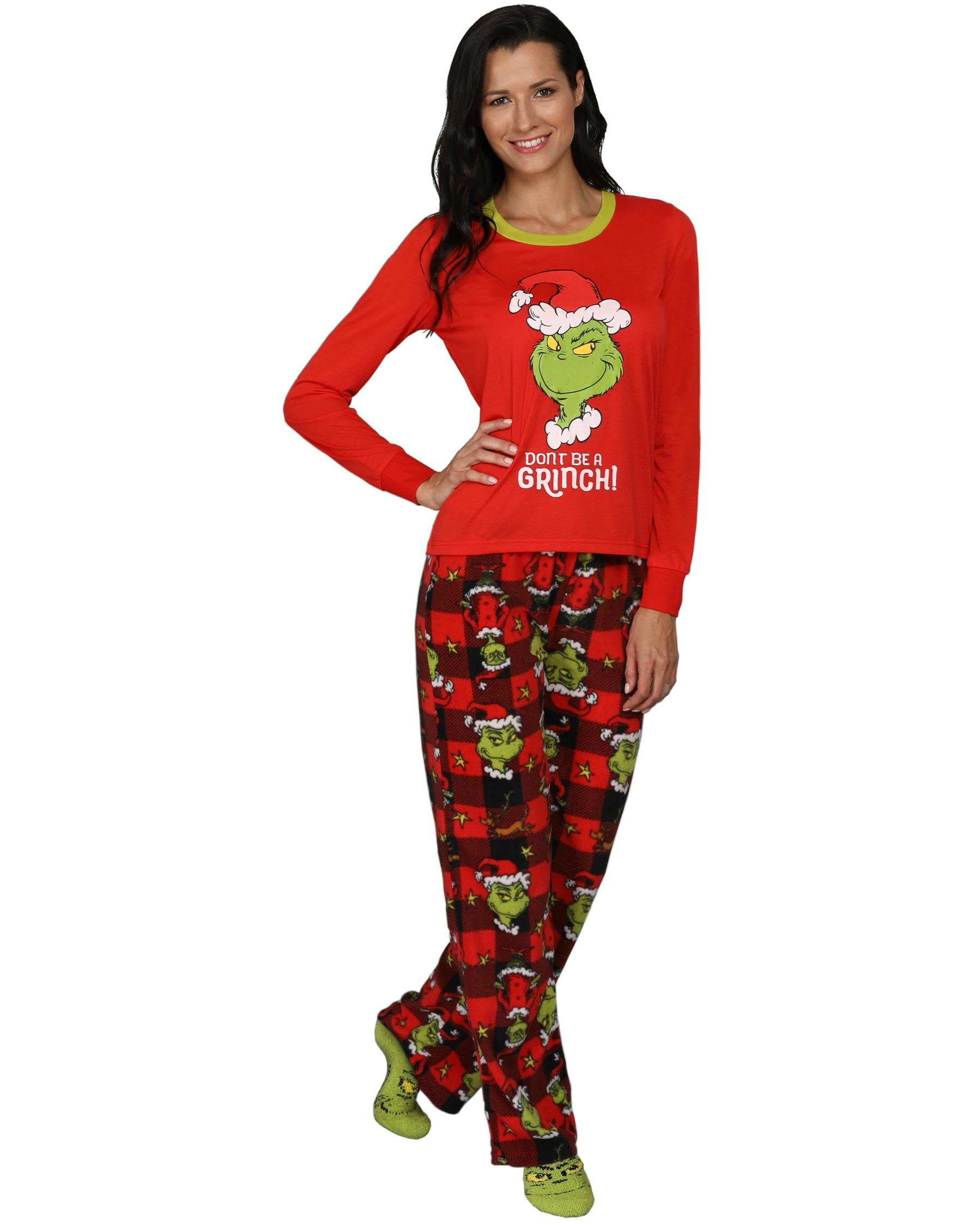 Dr. Seuss Family Pajama Grinch Costume Adult and Kid Sleepwear, Mom, Size:  XLarge