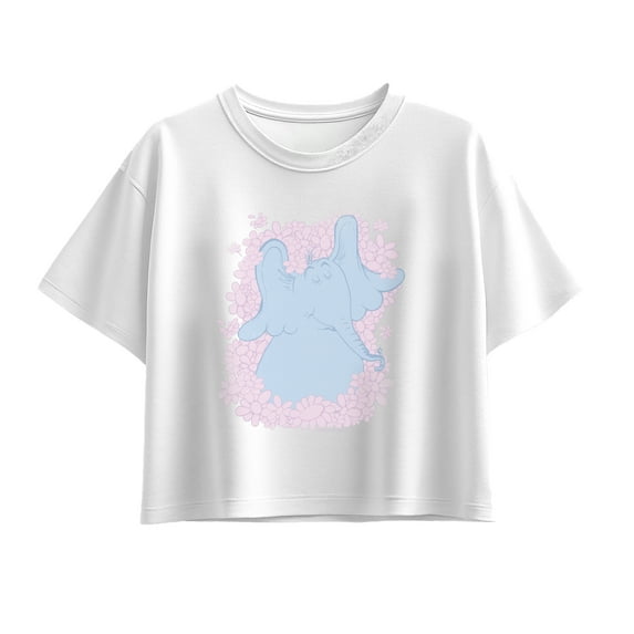 Dr. Seuss - Floral Horton Tonal Washed - Youth Girl Short Sleeve Boxy Tee