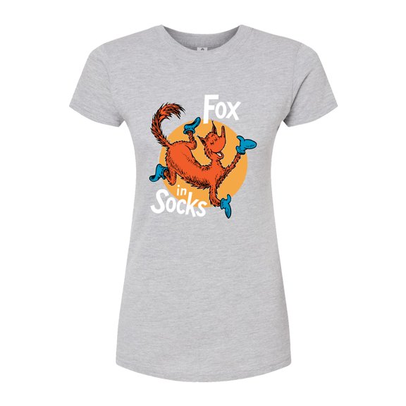 Dr. Seuss - Fox In Socks Jumping - Juniors Fitted Graphic T-Shirt