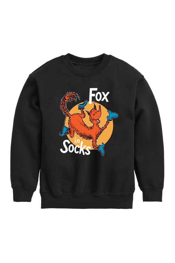 - Fox In Socks Jumping - Toddler & Youth Crewneck Fleece Sweatshirt