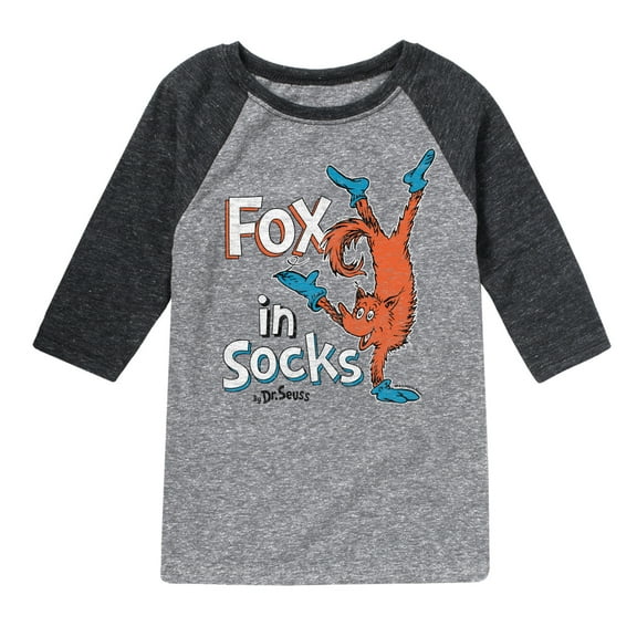 Dr. Seuss - Fox In Sox Book Cover  - Toddler & Youth Girls Raglan Graphic T-Shirt