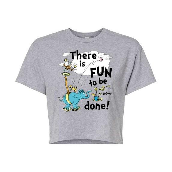 Dr. Seuss - Fun To Be Done - Juniors Cropped Cotton Blend T-Shirt