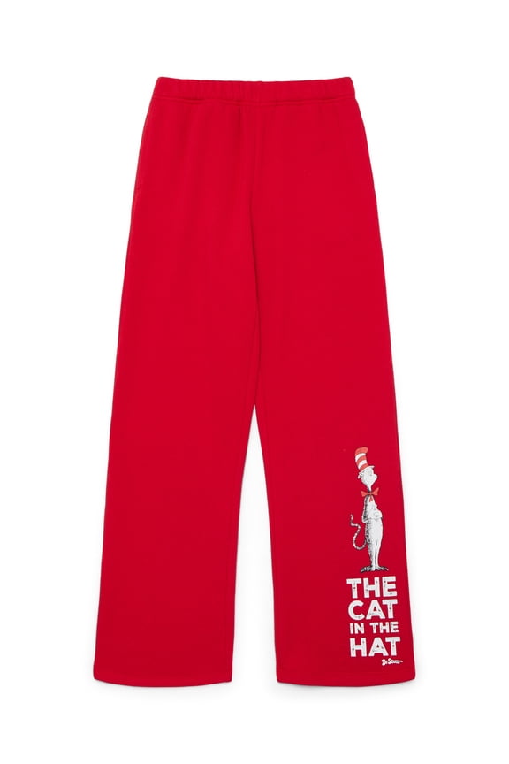 Girls and Big Girls Cat in the Hat Graphic Sweatpants, Sizes 4-16