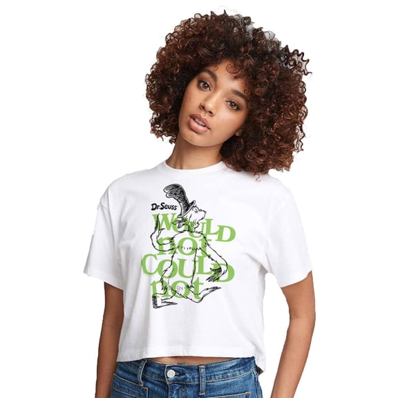 Dr. Seuss - Green Eggs And Ham - Juniors Cropped Cotton Blend T-Shirt