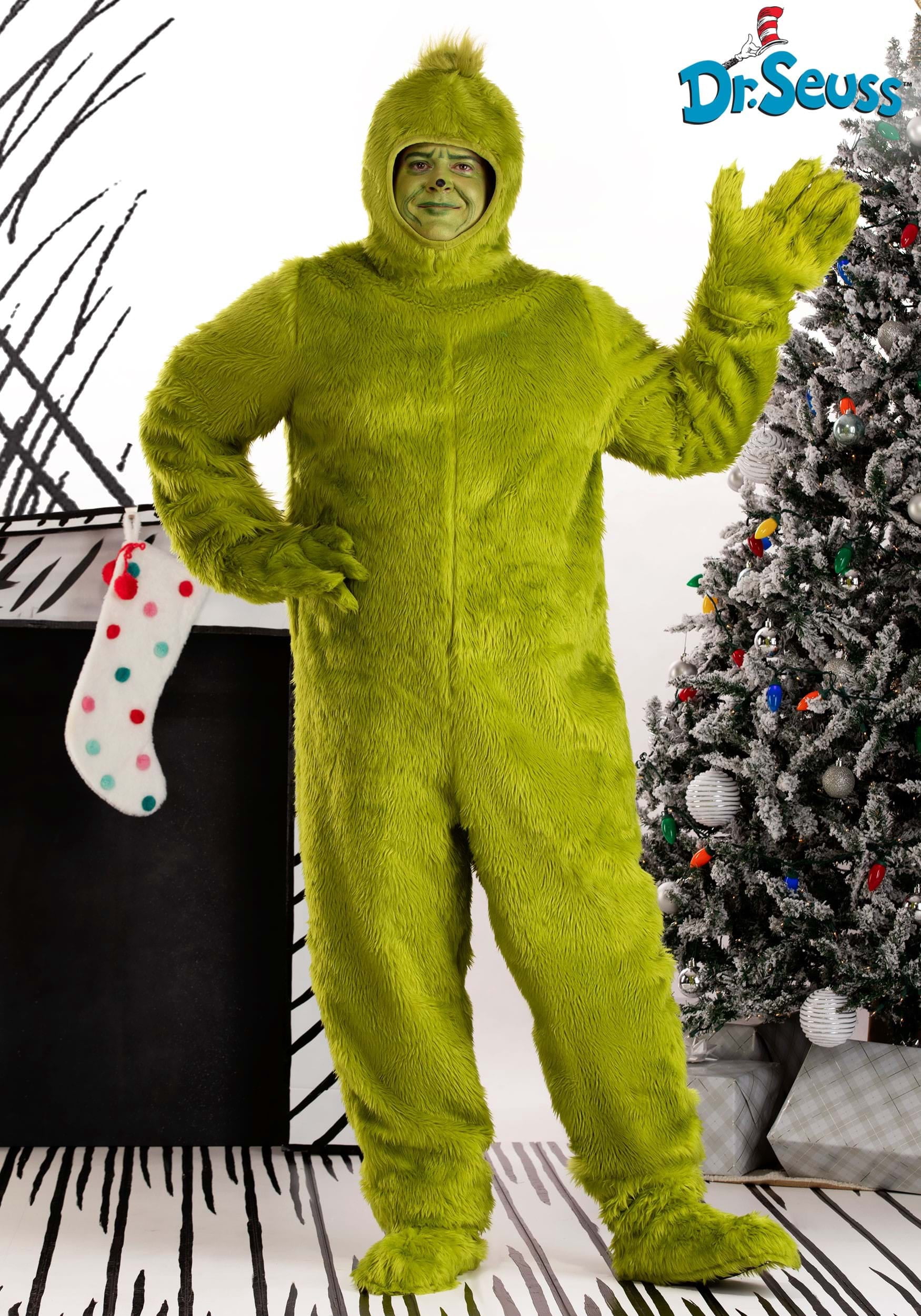 Dr. Seuss Grinch Adult Plus Open Face Costume - Walmart Business