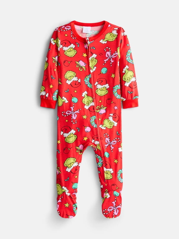 Dr. Seuss Grinch, Baby Holiday Footed Sleeper Pajama, Sizes NB–9M