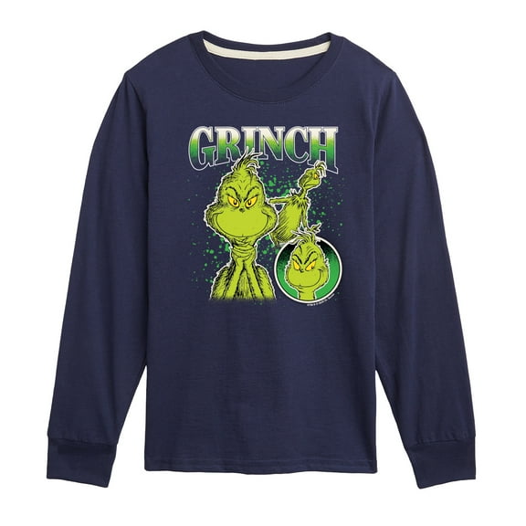 Dr. Seuss - Grinch Bootleg - Youth Long Sleeve Graphic T-shirt