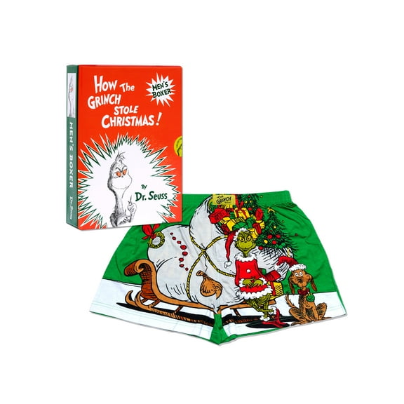 Dr. Seuss Grinch Boxers Shorts, Men's Slim Fit Grinchmas Christmas Sleepwear