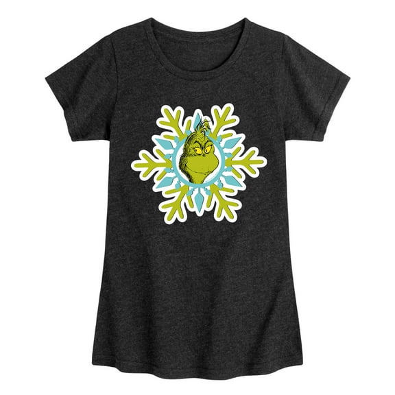 Dr. Seuss - Grinch Face Snowflake - Toddler And Youth Girls Short Sleeve Graphic T-Shirt