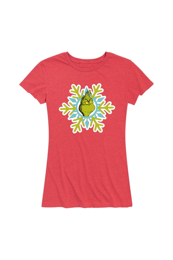 Dr. Seuss - Grinch Face Snowflake - Women's Short Sleeve Graphic T-Shirt