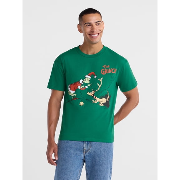 Dr. Seuss The Grinch Men's Front and Back Graphic Tee, XS-4XLT