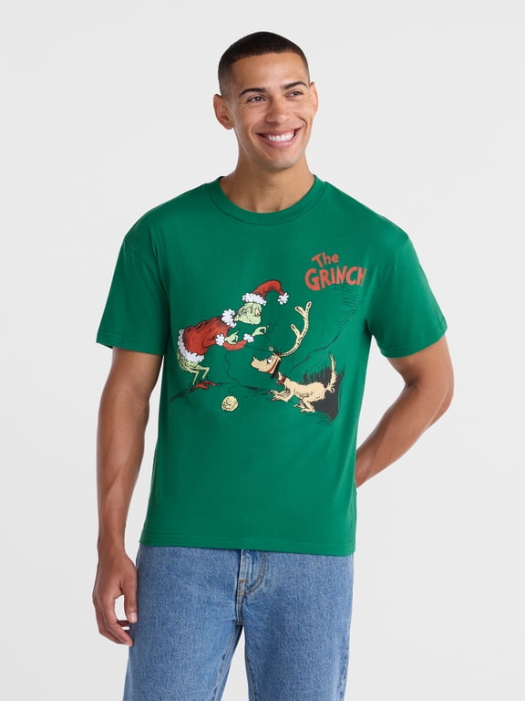 Dr. Seuss The Grinch Men's Front and Back Graphic Tee, XS-4XLT