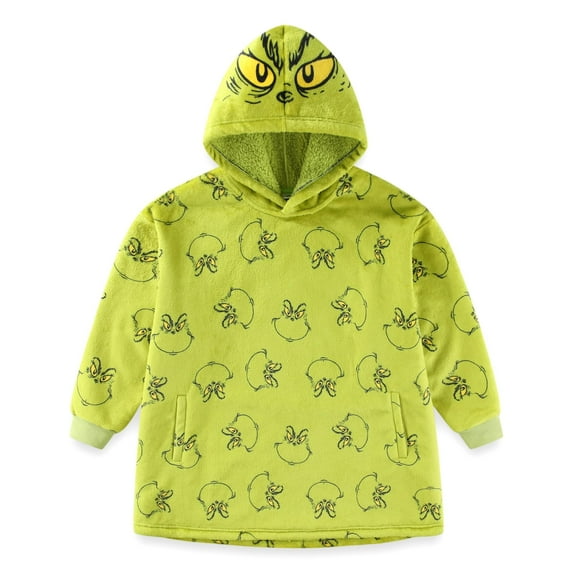 Dr. Seuss Grinch Oversized Hoodie with Pockets (Girls), One Size, Fits Sizes 4-10