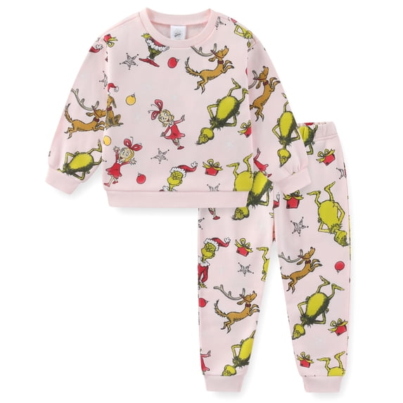 Doctor Set Printable Dr. Seuss Grinch Pullover Sweatshirt and Pant Set (Girls), 2 Piece Set ...