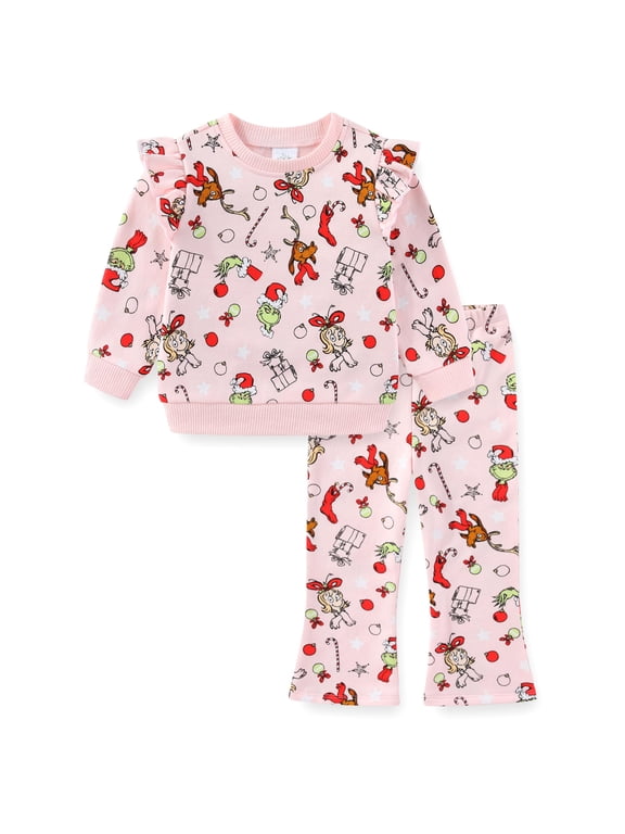 Grinch Crewneck Sweatshirt and Flared Legging Pant Set (Baby Girls), 2 Piece Set, Sizes 12M-4T
