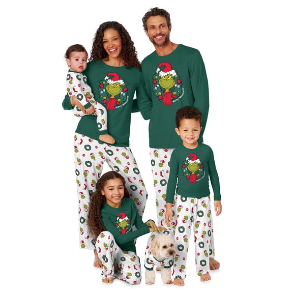The Grinch Kids' Matching Family Pajamas Graphic Tee and Pants Set, 2-Piece, Sizes S-XL