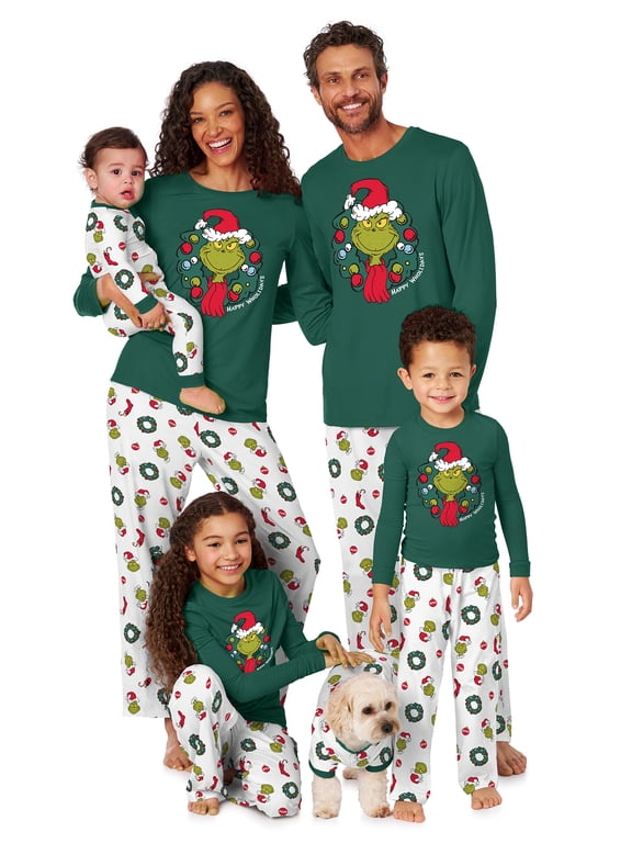 The Grinch Kids' Matching Family Pajamas Graphic Tee and Pants Set, 2-Piece, Sizes S-XL
