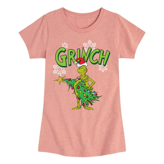 Dr. Seuss - Grinch With Christmas Tree - Toddler And Youth Girls Short Sleeve Graphic T-Shirt