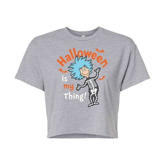 Dr. Seuss - Halloween Is My Thing - Juniors Cropped Cotton Blend T-Shirt