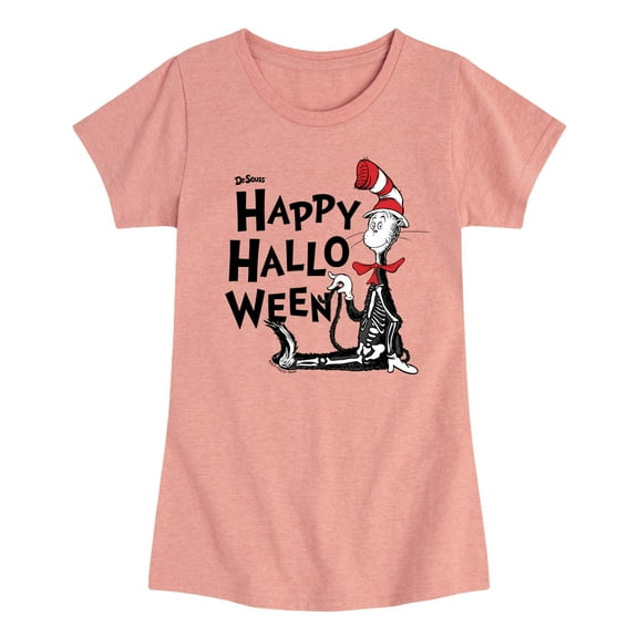 Dr. Seuss - Happy Halloween Skeleton Cat - Toddler And Youth Girls Short Sleeve Graphic T-Shirt