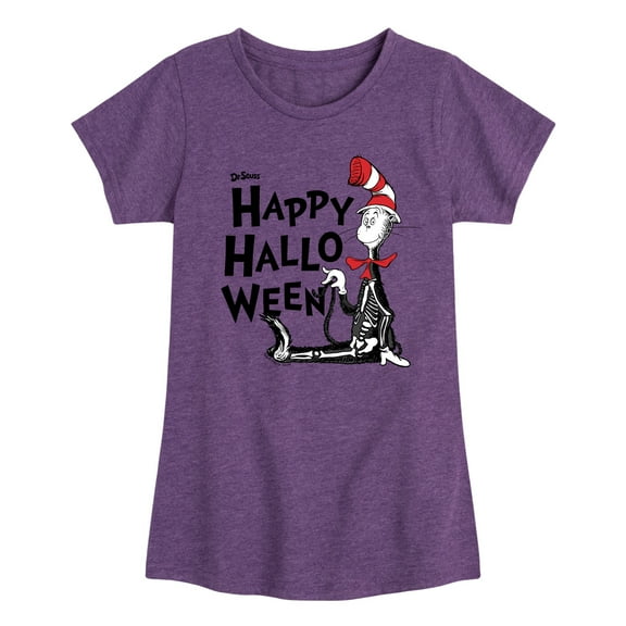 Dr. Seuss - Happy Halloween Skeleton Cat - Toddler And Youth Girls Short Sleeve Graphic T-Shirt