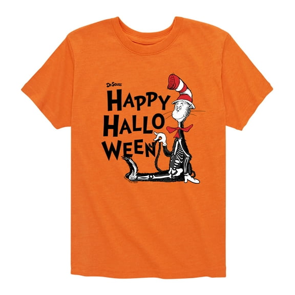 Dr. Seuss - Happy Halloween Skeleton Cat - Toddler And Youth Short Sleeve Graphic T-Shirt