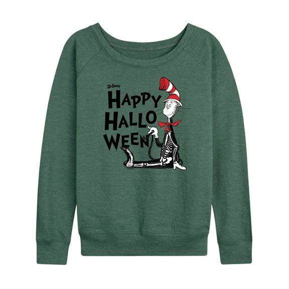 Dr. Seuss - Happy Halloween Skeleton Cat - Women's Lightweight French Terry Long Sleeve Shirt