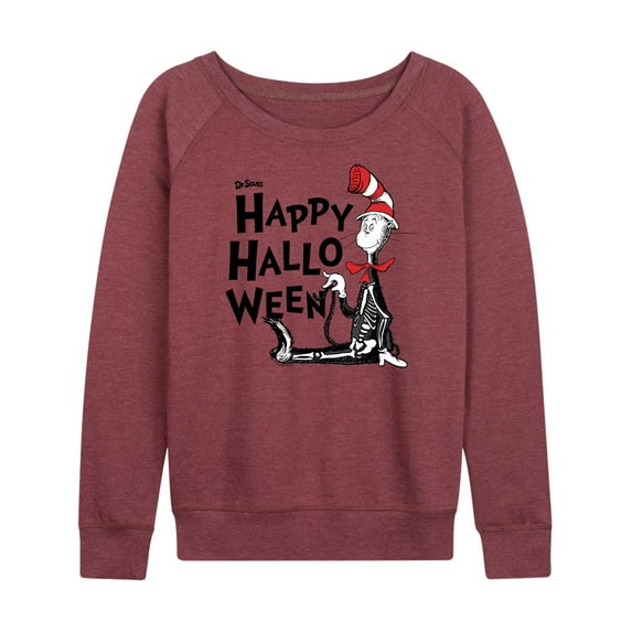 Dr. Seuss - Happy Halloween Skeleton Cat - Women's Lightweight French Terry Long Sleeve Shirt