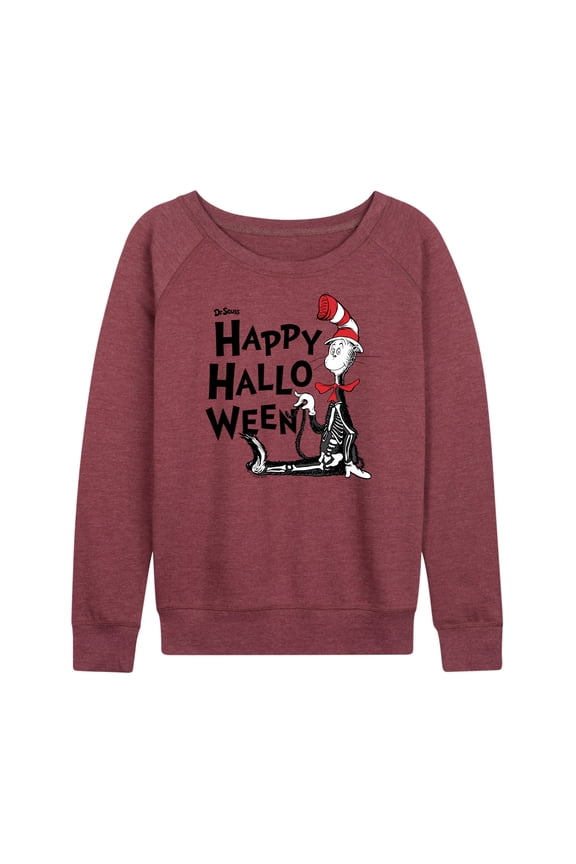 - Happy Halloween Skeleton Cat - Women's Lightweight French Terry Long Sleeve Shirt