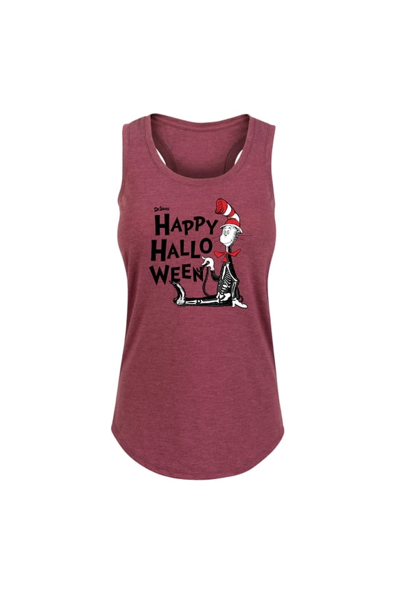- Happy Halloween Skeleton Cat - Women's Racerback Tank Top