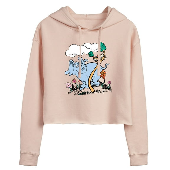 Dr. Seuss - Horton Hatches the Egg - Trees and Flowers - Easter - Juniors Cropped Pullover Hoodie