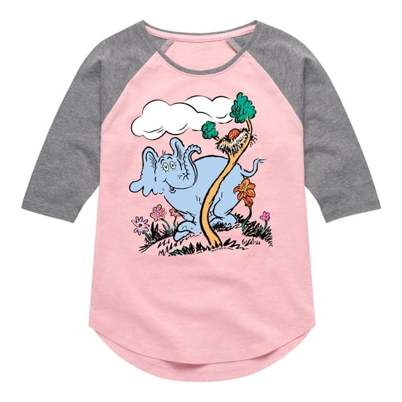 Dr. Seuss - Horton Hatches the Egg - Trees and Flowers - Toddler And Youth Girls Raglan Graphic T-Shirt