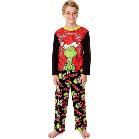 Dr. Seuss How the Grinch Stole Christmas Boys Youre A Mean One Long Sleeve 2-Piece Pajama Set, Grinch, Size: 4