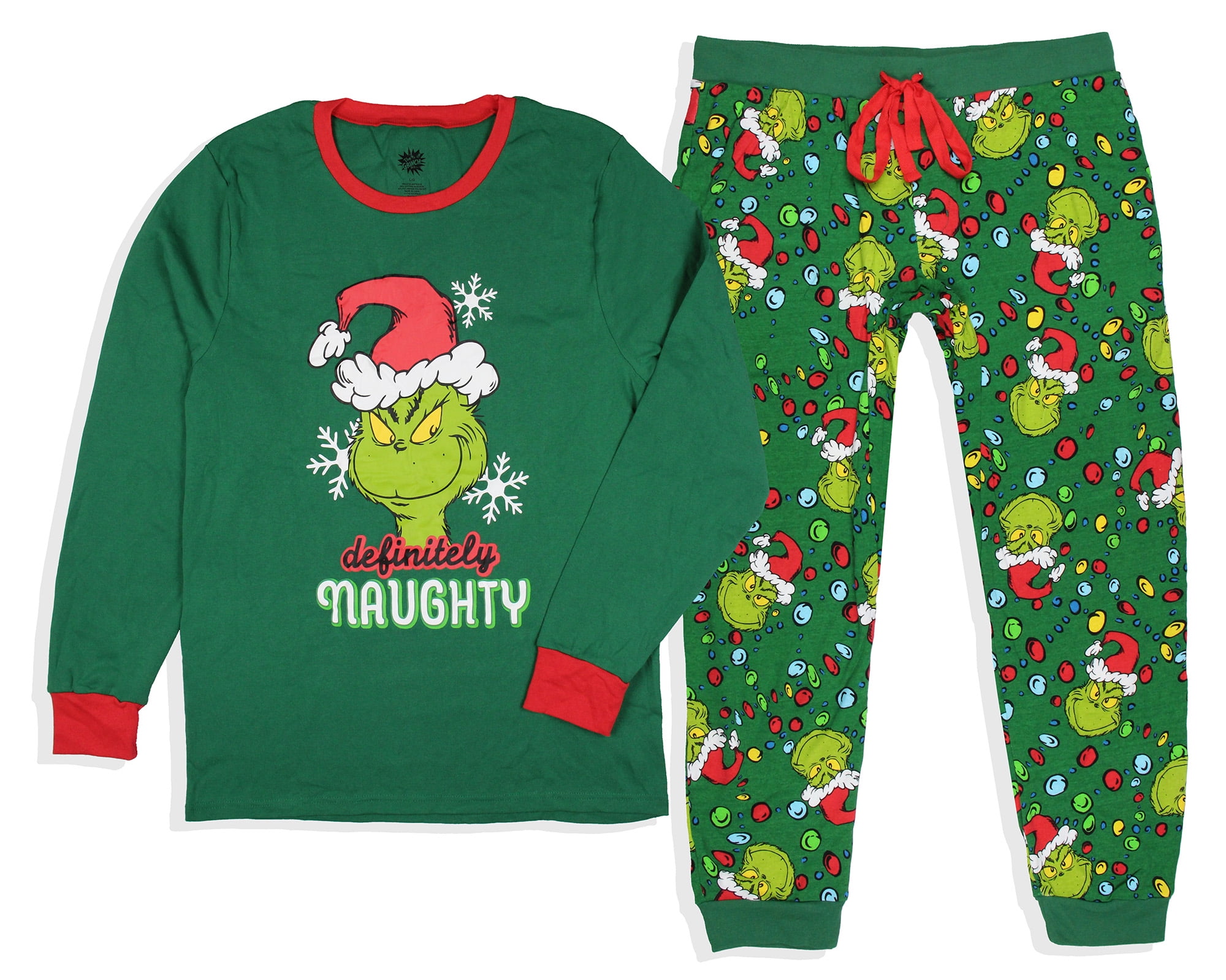 Dr. Seuss How the Grinch Stole Christmas Lights Sleep Pajama Set (Mens ...