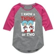 thumbnail image 1 of Dr. Seuss - I Know A Thing Or Two - Toddler And Youth Girls Raglan Graphic T-Shirt, 1 of 6