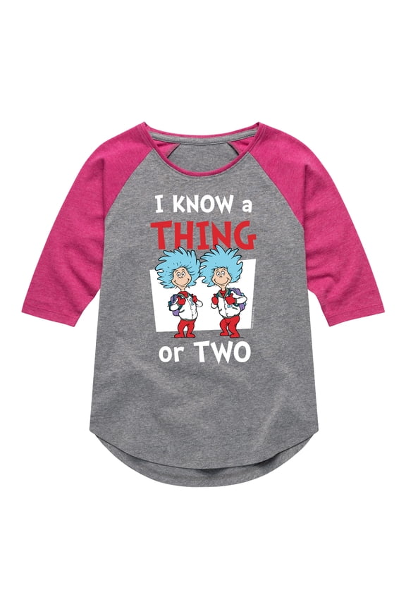 - I Know A Thing Or Two - Toddler And Youth Girls Raglan Graphic T-Shirt