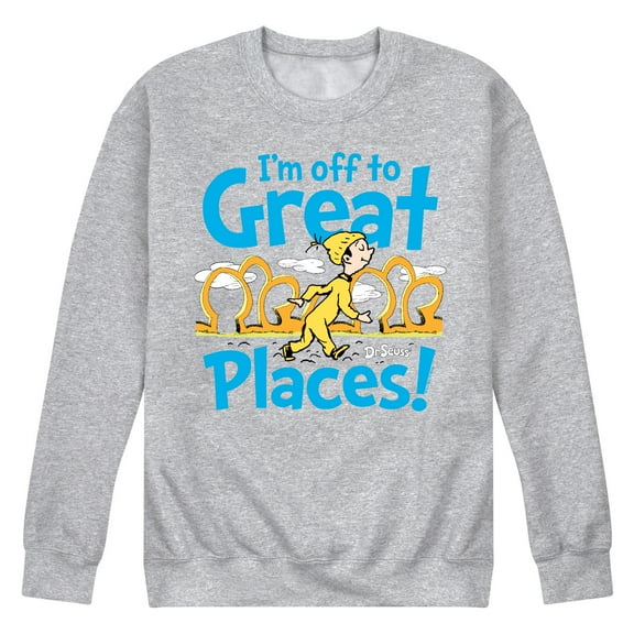Dr. Seuss - I'm Off To Great Places - Men's Crew Neck Fleece Pullover