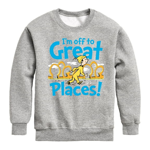 Dr. Seuss - I'm Off To Great Places - Toddler And Youth Crewneck Fleece Sweatshirt