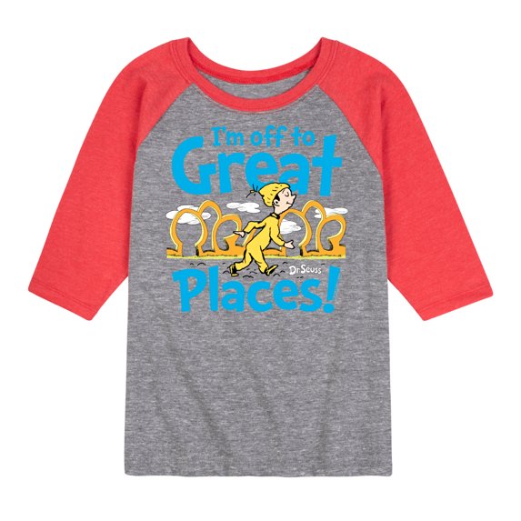 Dr. Seuss - I'm Off To Great Places - Toddler And Youth Raglan Graphic T-Shirt