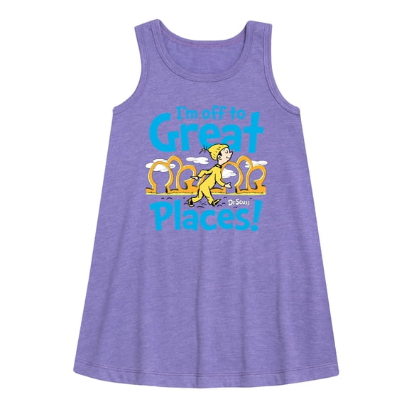 Dr. Seuss - I'm Off To Great Places - Toddler and Youth Girls A-line Dress
