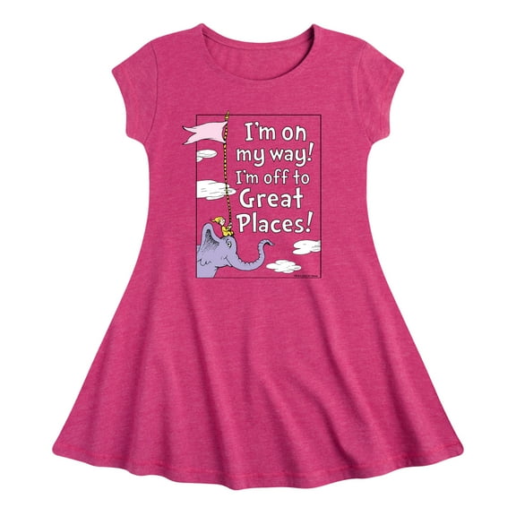 Dr. Seuss - I'm On My Way - Girls Fit And Flare Cap Sleeve Dress
