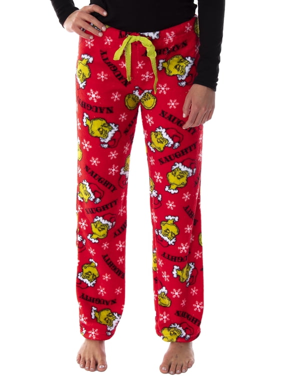 Dr. Seuss Juniors The Grinch Naughty Soft Touch Fleece Plush Pajama Pants