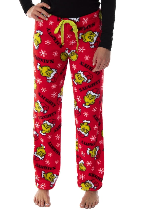 Dr. Seuss Juniors The Grinch Naughty Soft Touch Fleece Plush Pajama Pants