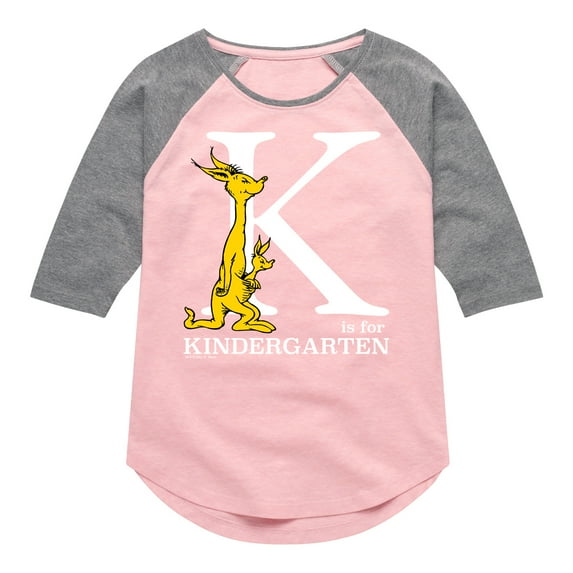 Dr. Seuss - K Is For Kindergarten - Youth Girls Raglan Graphic T-Shirt