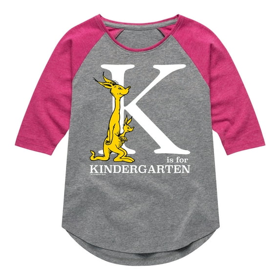 Dr. Seuss - K Is For Kindergarten - Youth Girls Raglan Graphic T-Shirt