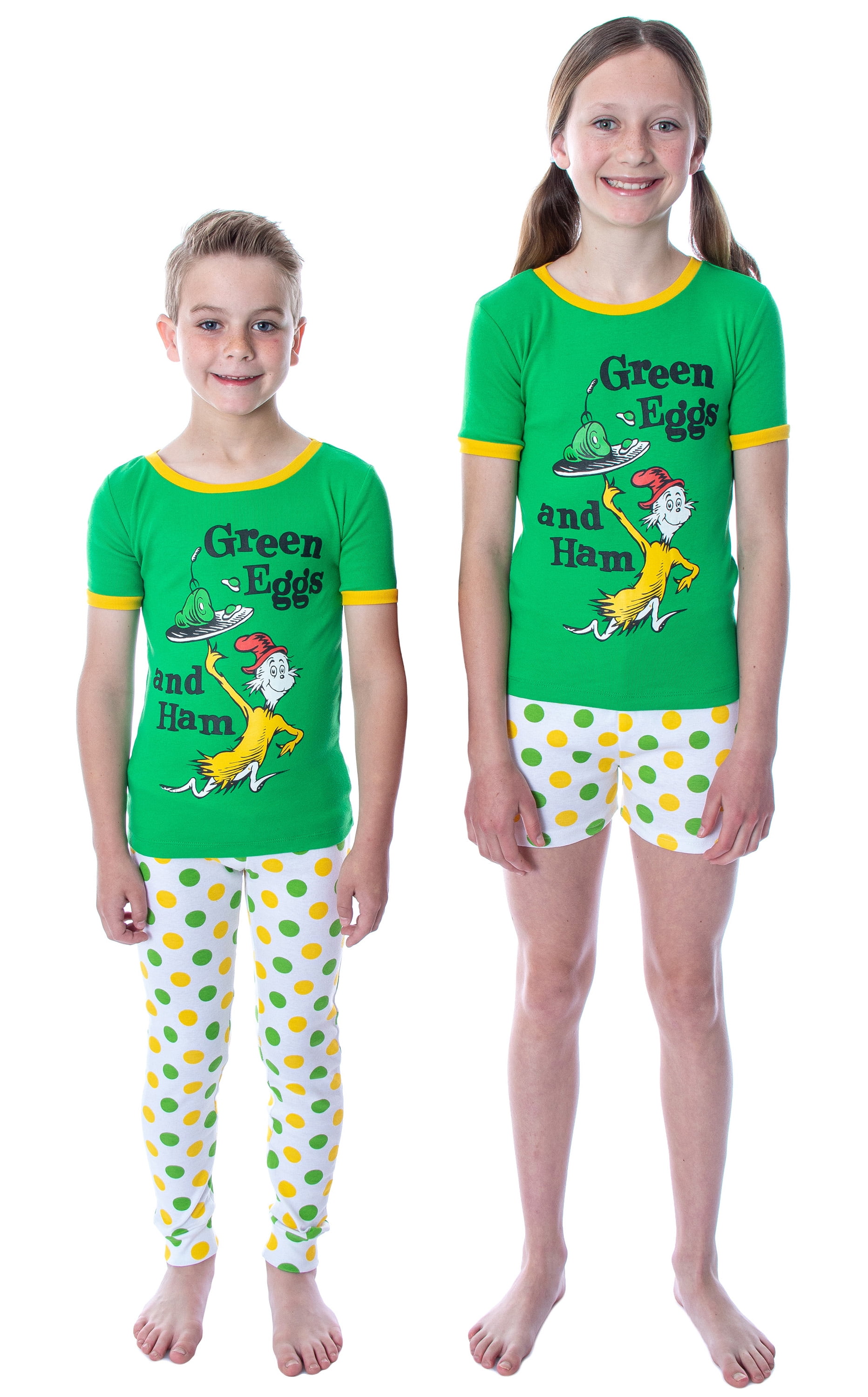 Dr. Seuss Kids Green Eggs and Ham 3 Piece Pajama Set For Boys or