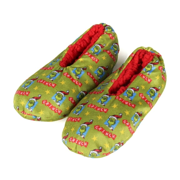 Dr. Seuss Kids The Grinch Who Stole Christmas Santa Slipper Socks No-Slip Sole For Girls or Boys