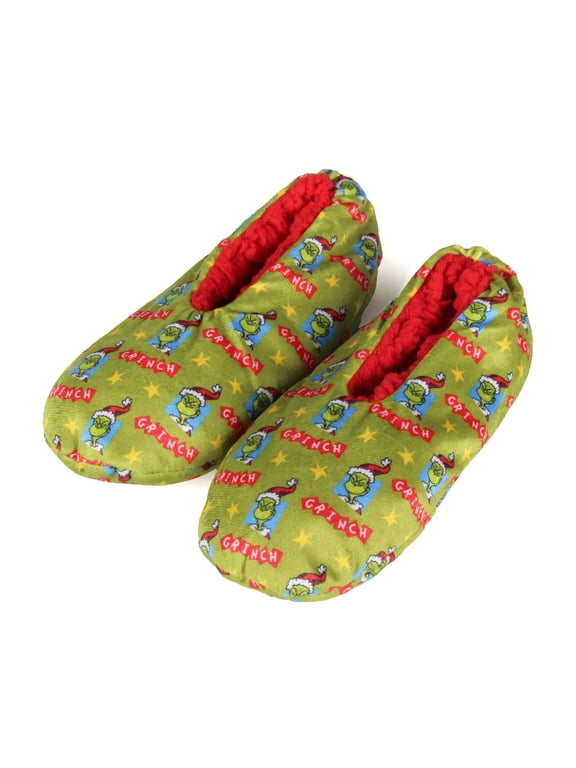 Dr. Seuss Kids The Grinch Who Stole Christmas Santa Slipper Socks No-Slip Sole For Girls or Boys
