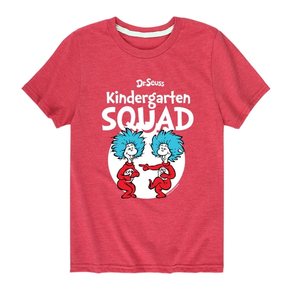 Dr. Seuss - Kindergarten Squad -  Thing 1 and 2 - Cat in the Hat - Youth Short Sleeve Graphic T-Shirt